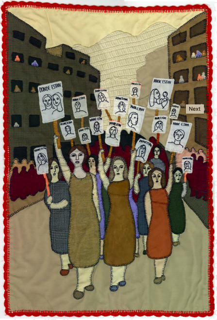 Marcha de mujeres de familiares de detenidos desaparecidos [Marche des femmes de parents de détenus disparus], Fondo Isabel Morel, colección Museo de la Memoria y los Derechos Humanos.