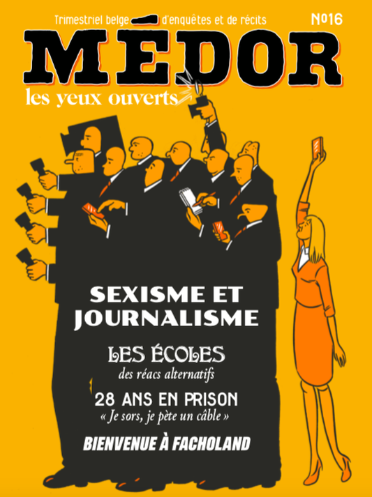 Sexisme et journalisme. Médor nr. 16, automne 2019. Illustration : Rebecca Rosen.