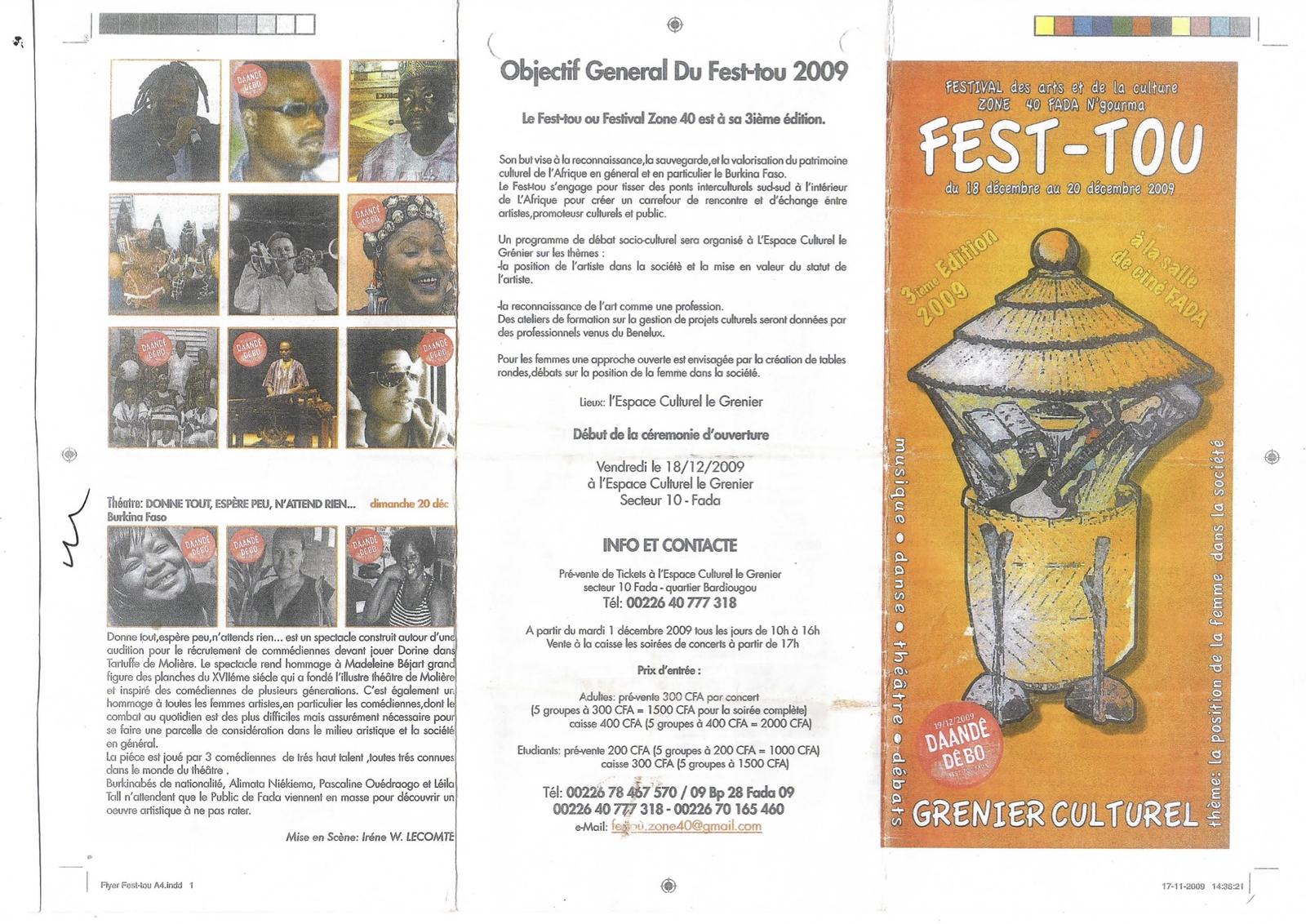 Programme du Fest-tou (18 au 20 décembre 2009)