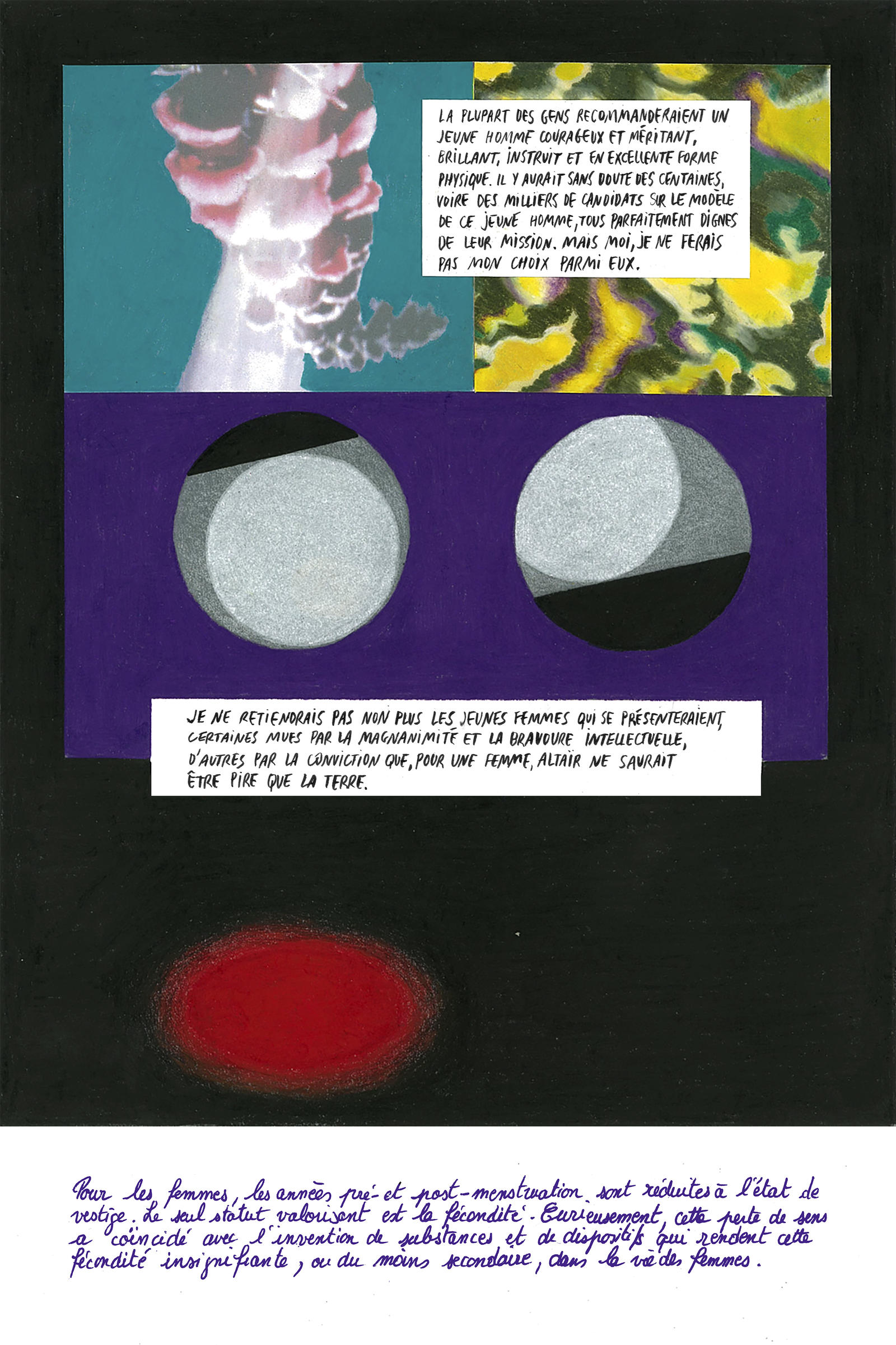 "La vieille dame et l'espace" : adaptation graphique du texte d'Ursula Le Guin par Diane Etienne.